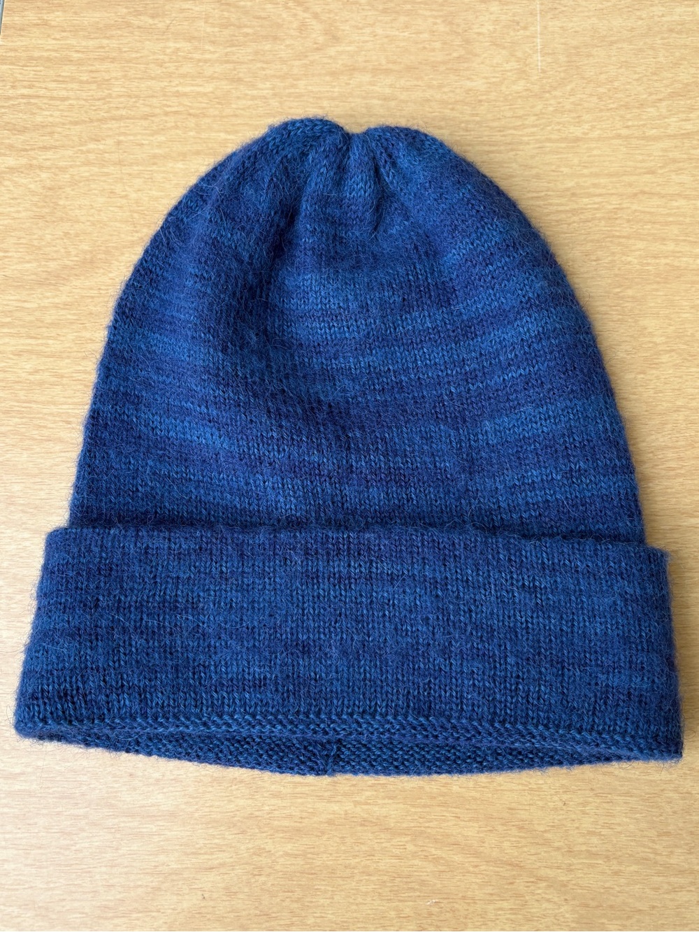 Andes Gifts 100% Alpaca Knit Cuffed Beanie Hat In Blue/Purple Heather